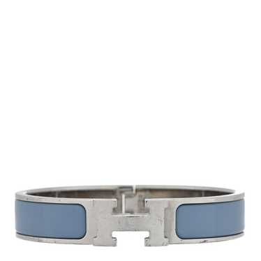 HERMES Enamel Narrow Clic Clac H Bracelet PM Bleu… - image 1