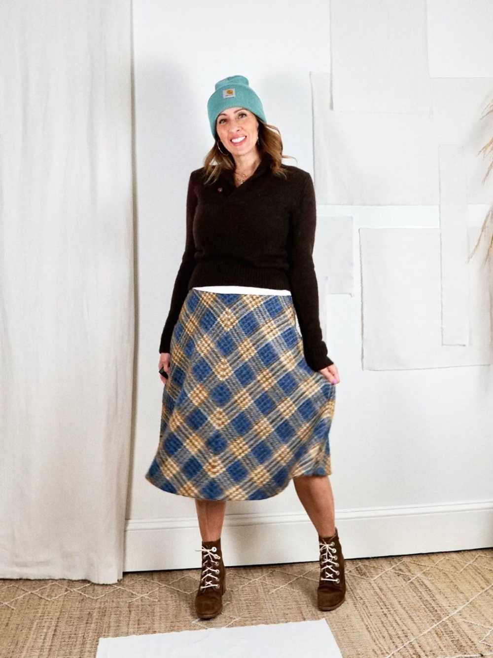 Vintage 70's Plaid Wool Skirt - image 1