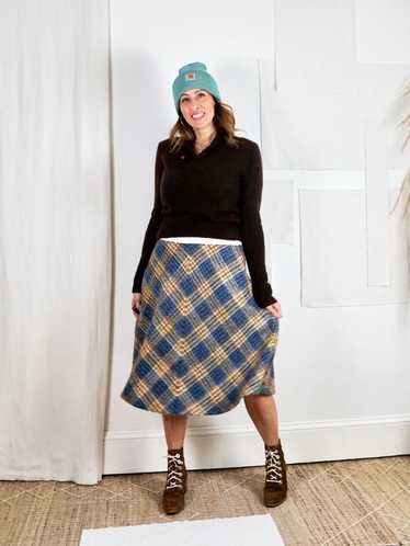 Vintage 70's Plaid Wool Skirt - image 1