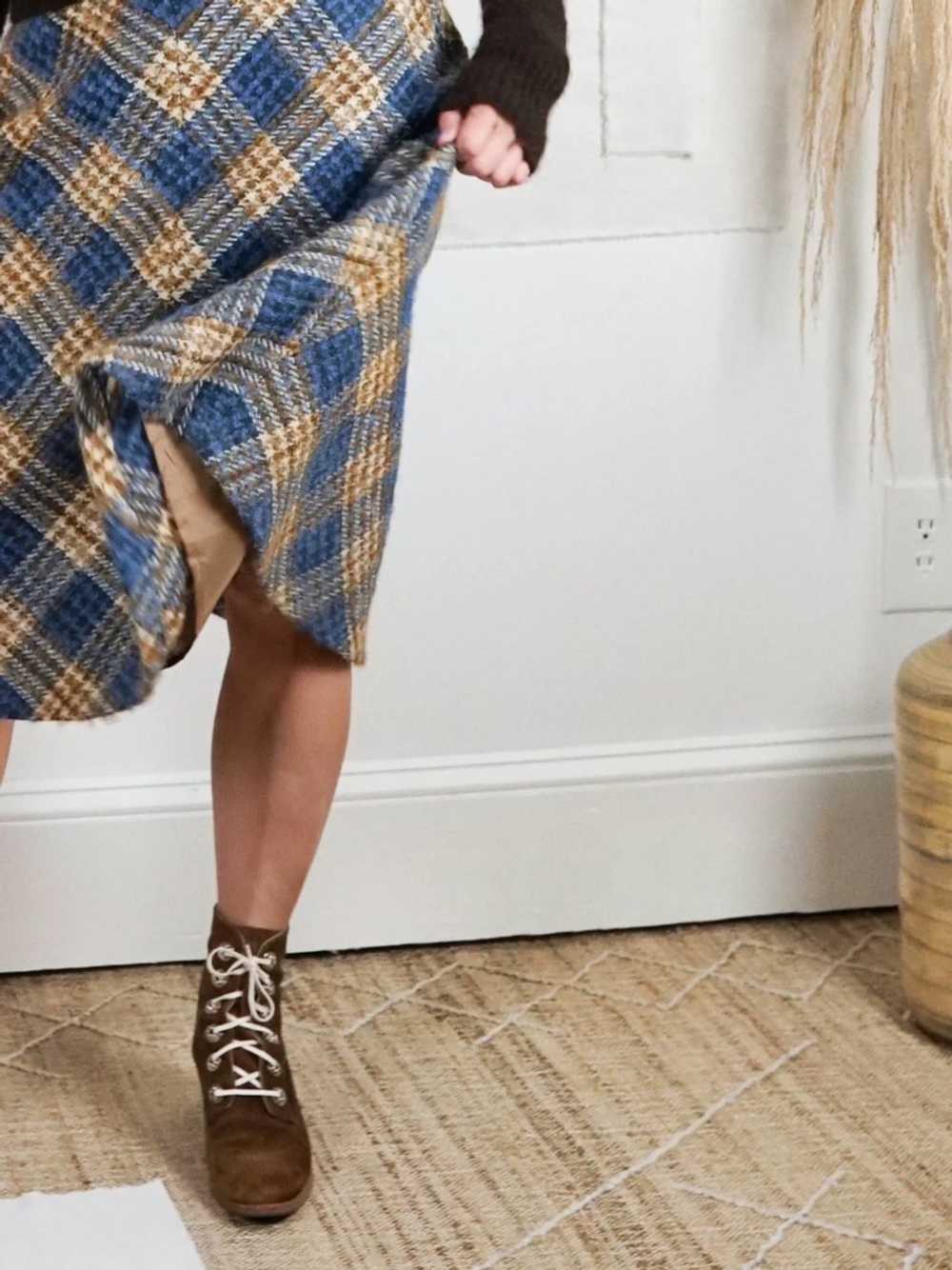 Vintage 70's Plaid Wool Skirt - image 3