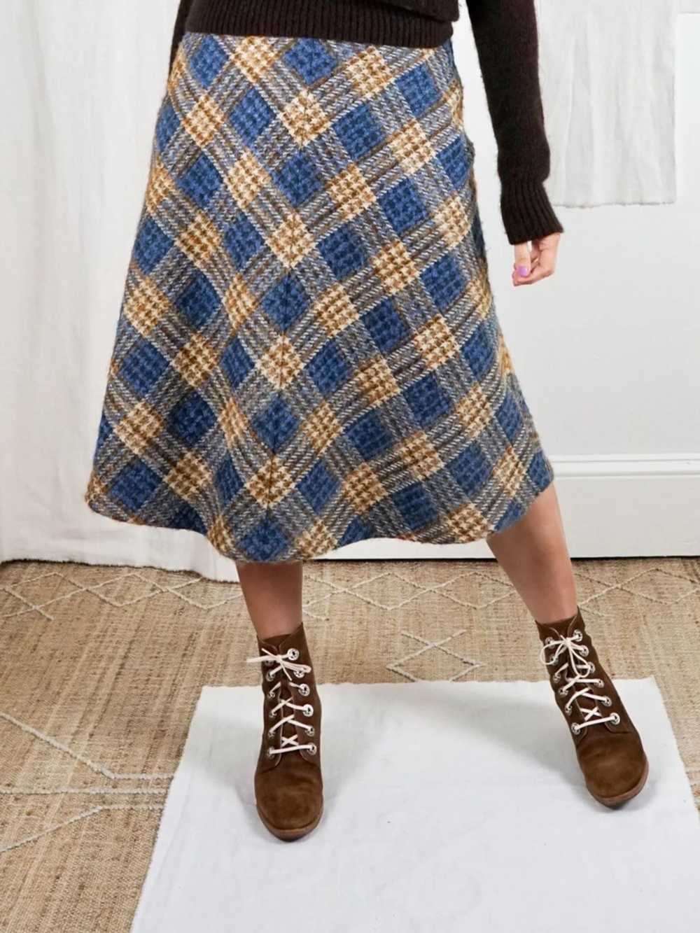 Vintage 70's Plaid Wool Skirt - image 5