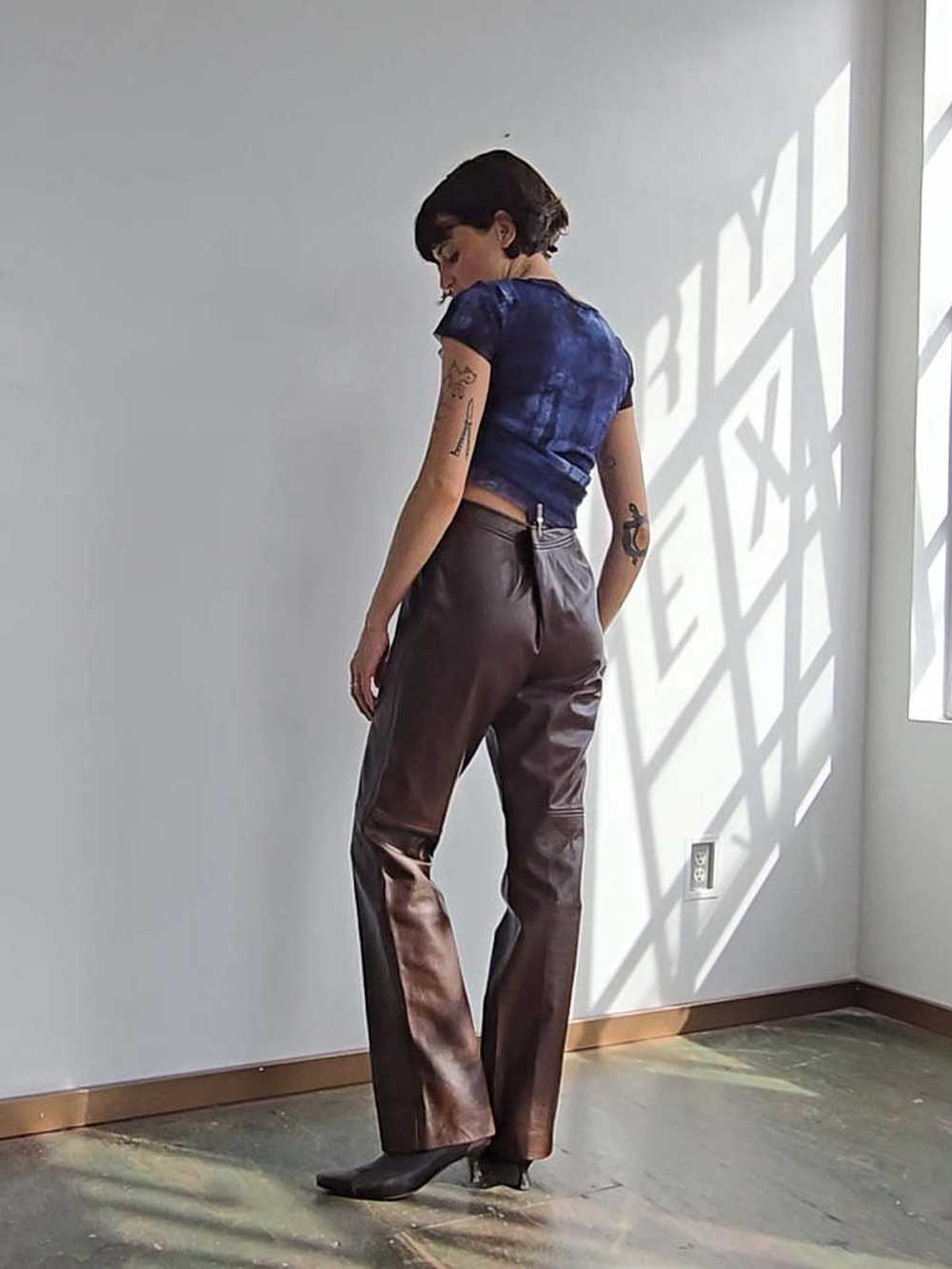 DKNY Leather Pants - Cocoa - image 3