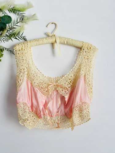 Antique 1910s pink Edwardian lace camisole