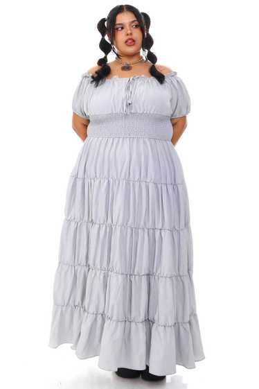 Vintage Y2K Grey Tiered Ruffle Maxi Dress - 2X/3X - image 1