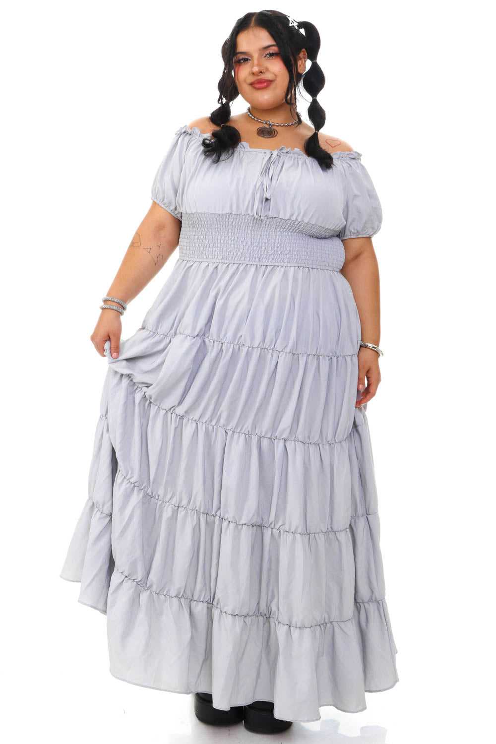 Vintage Y2K Grey Tiered Ruffle Maxi Dress - 2X/3X - image 2