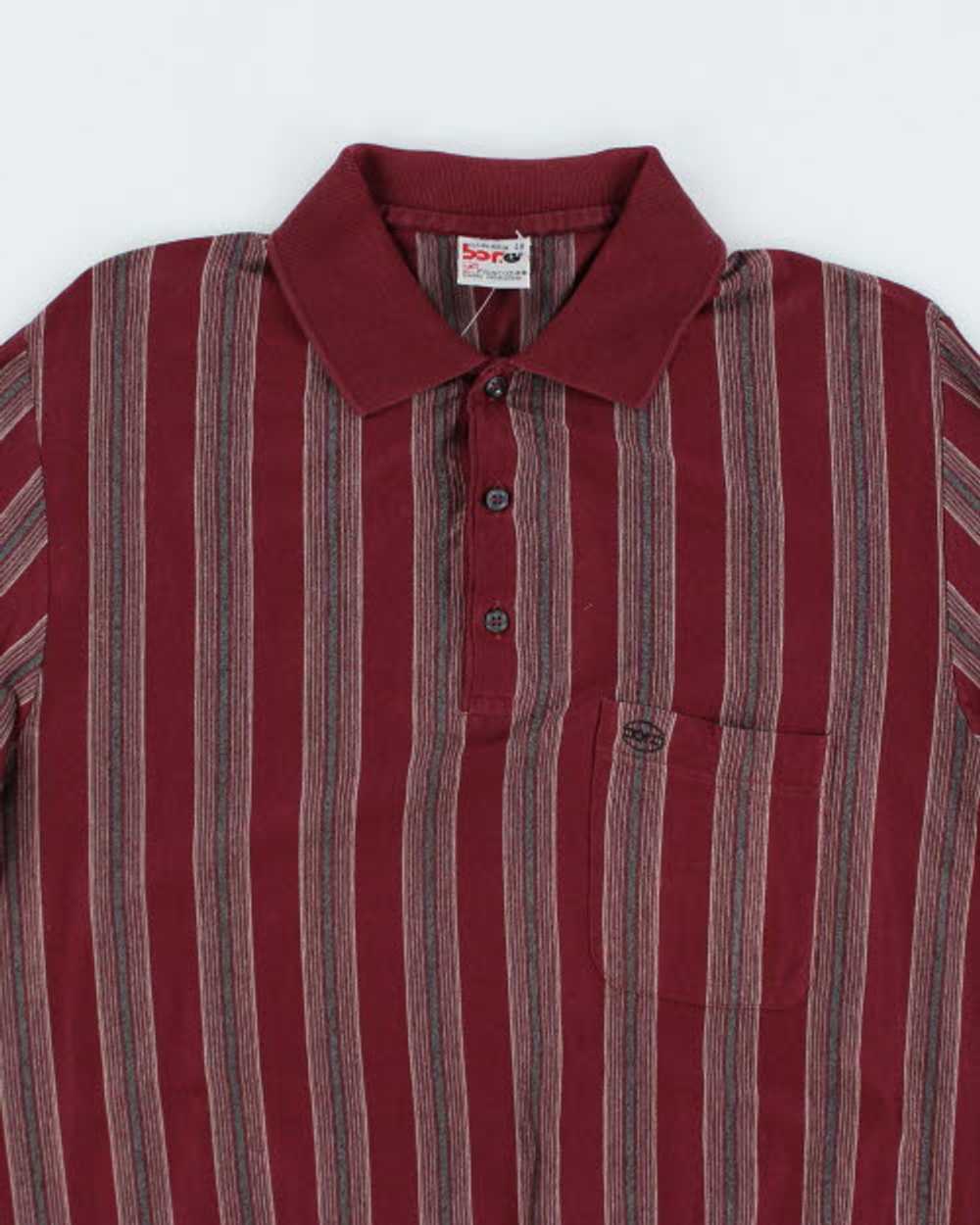 Vintage 90's Borg Striped Long-sleeve Polo Shirt … - image 3