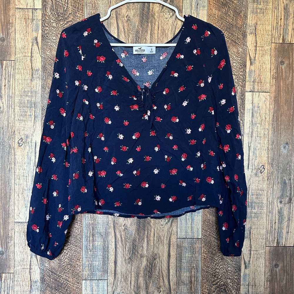 Hollister Long Sleeve Blue Floral Hollister Top S… - image 1