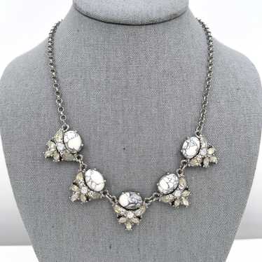 Loft Loft Rhinestone Statement Necklace White and 