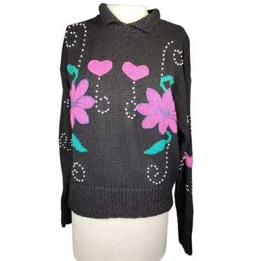 Vintage Vintage 80s Beaded Embellished Collard Sw… - image 1