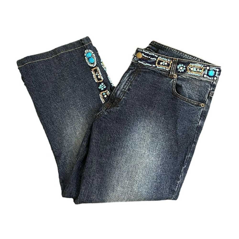 Other Haven Bleu Beaded Denim Capris - image 1