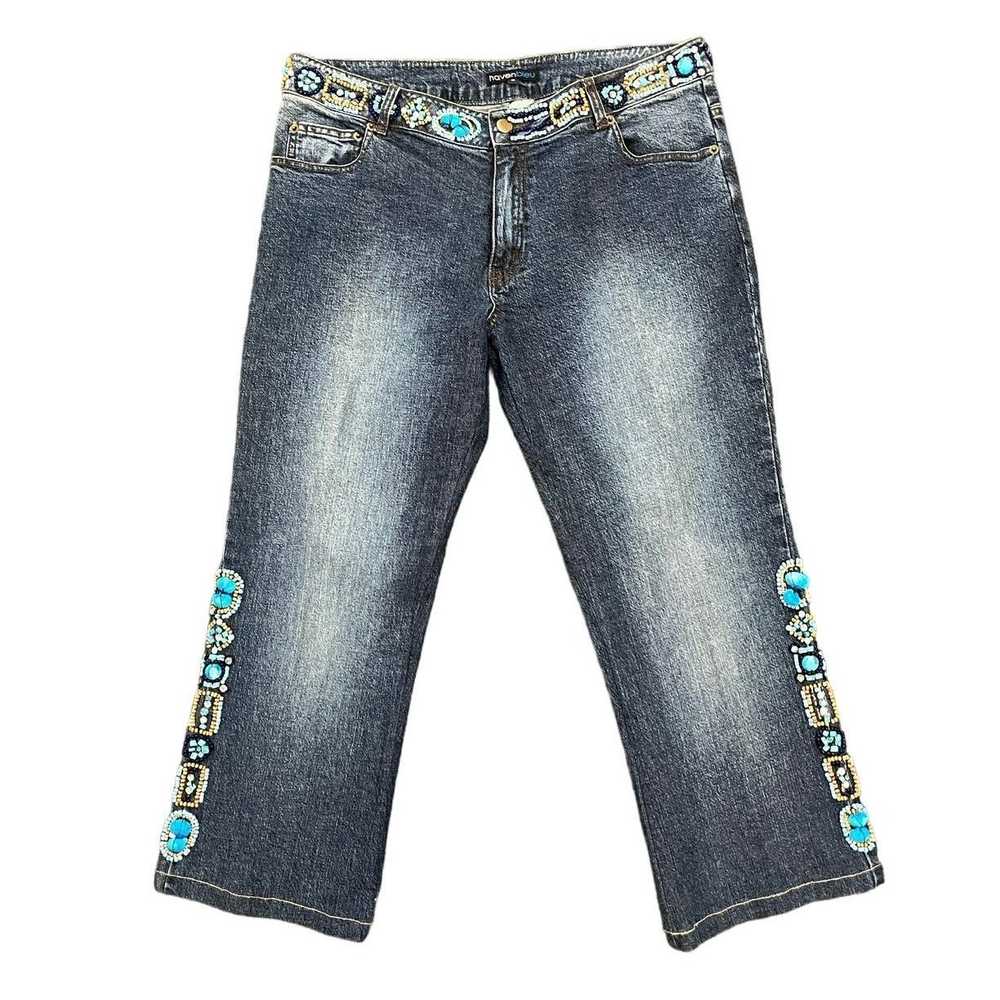 Other Haven Bleu Beaded Denim Capris - image 2