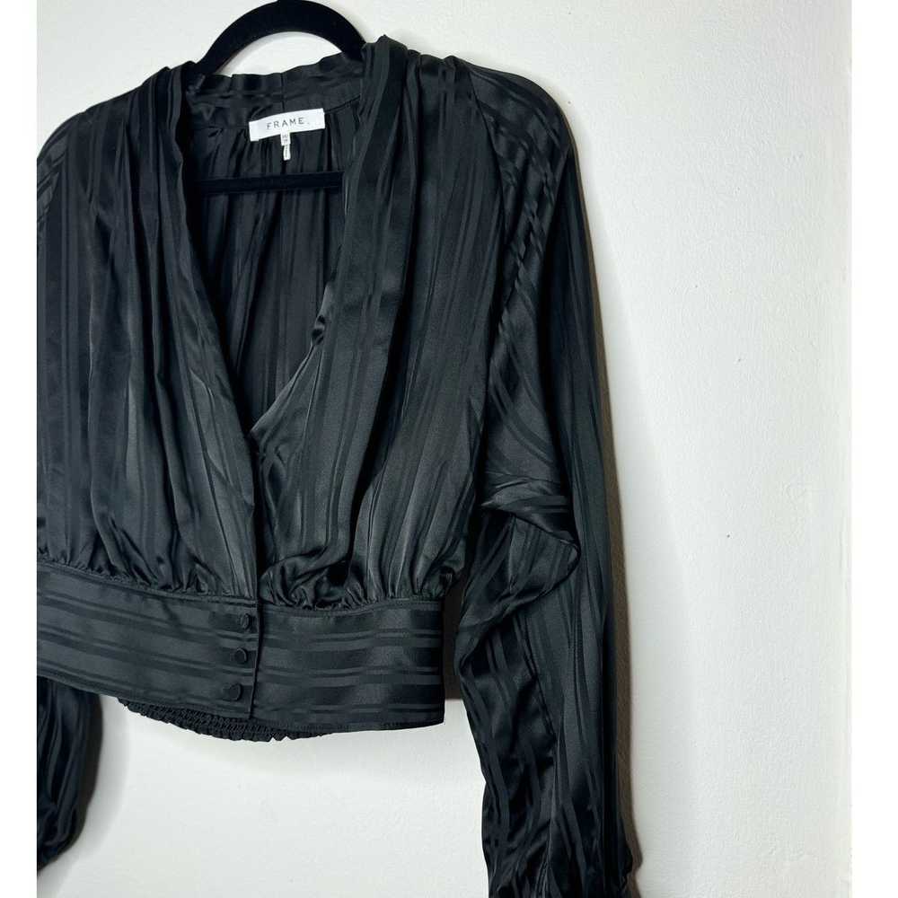 Frame Frame Women's Silk V Neck Blouse - XS Black… - image 11