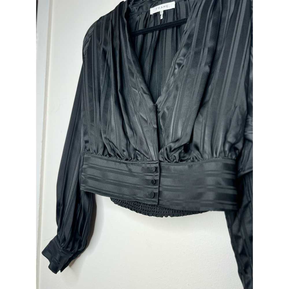 Frame Frame Women's Silk V Neck Blouse - XS Black… - image 12