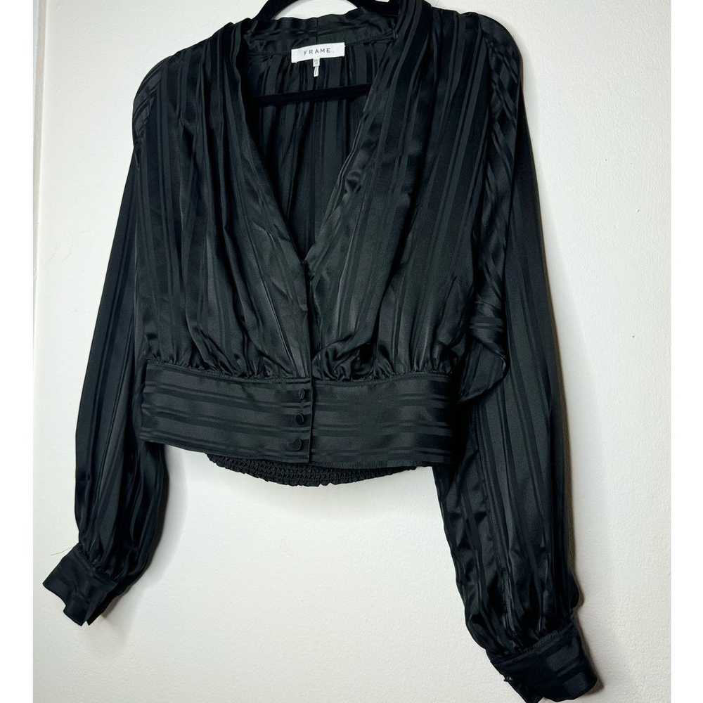 Frame Frame Women's Silk V Neck Blouse - XS Black… - image 2