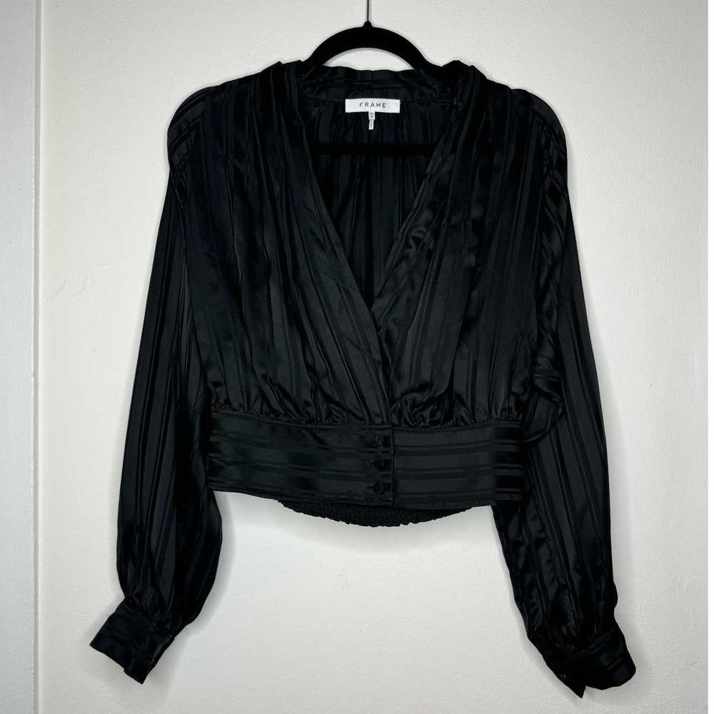 Frame Frame Women's Silk V Neck Blouse - XS Black… - image 5