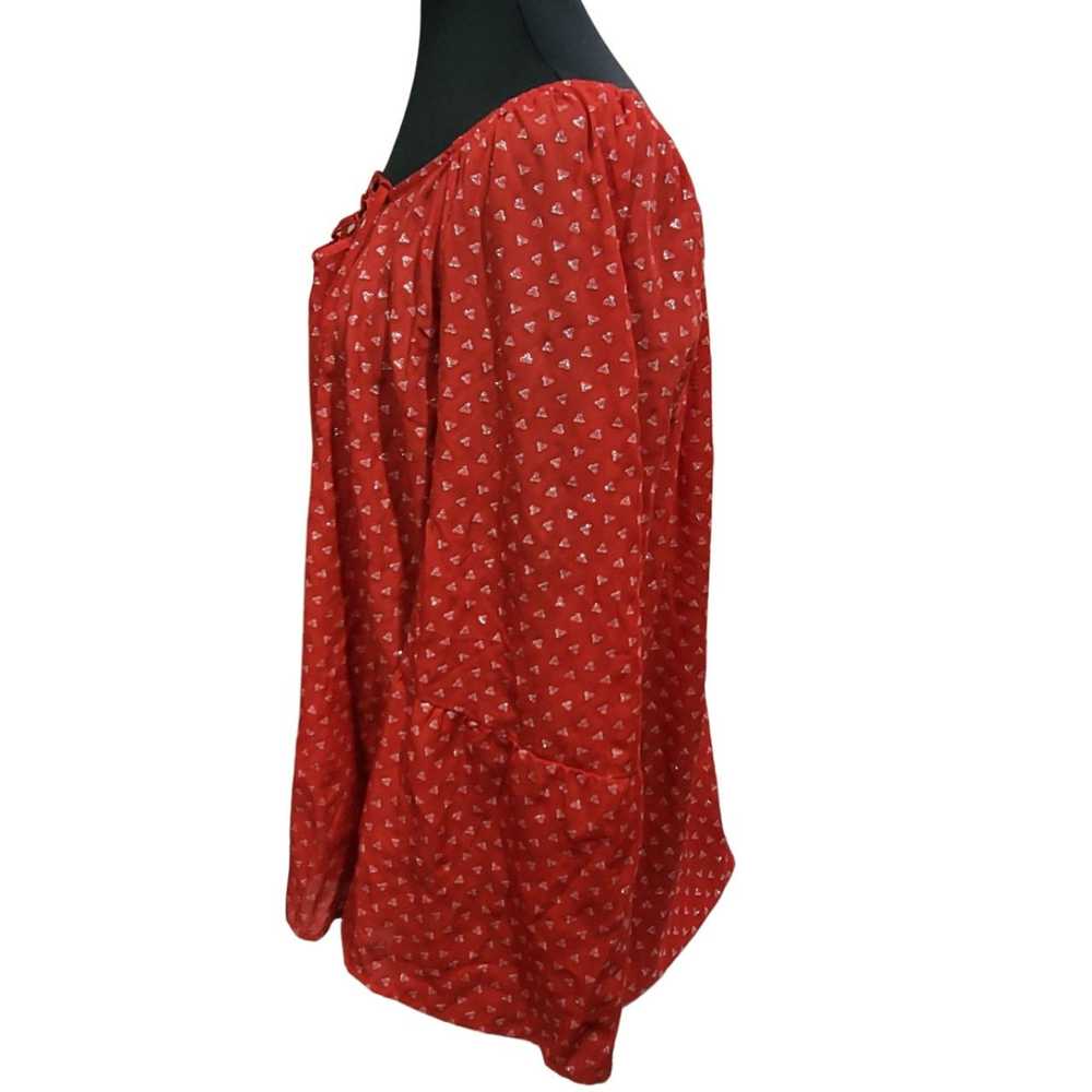 Faded Glory Red with Glitter Hearts Blouse Size 3… - image 2