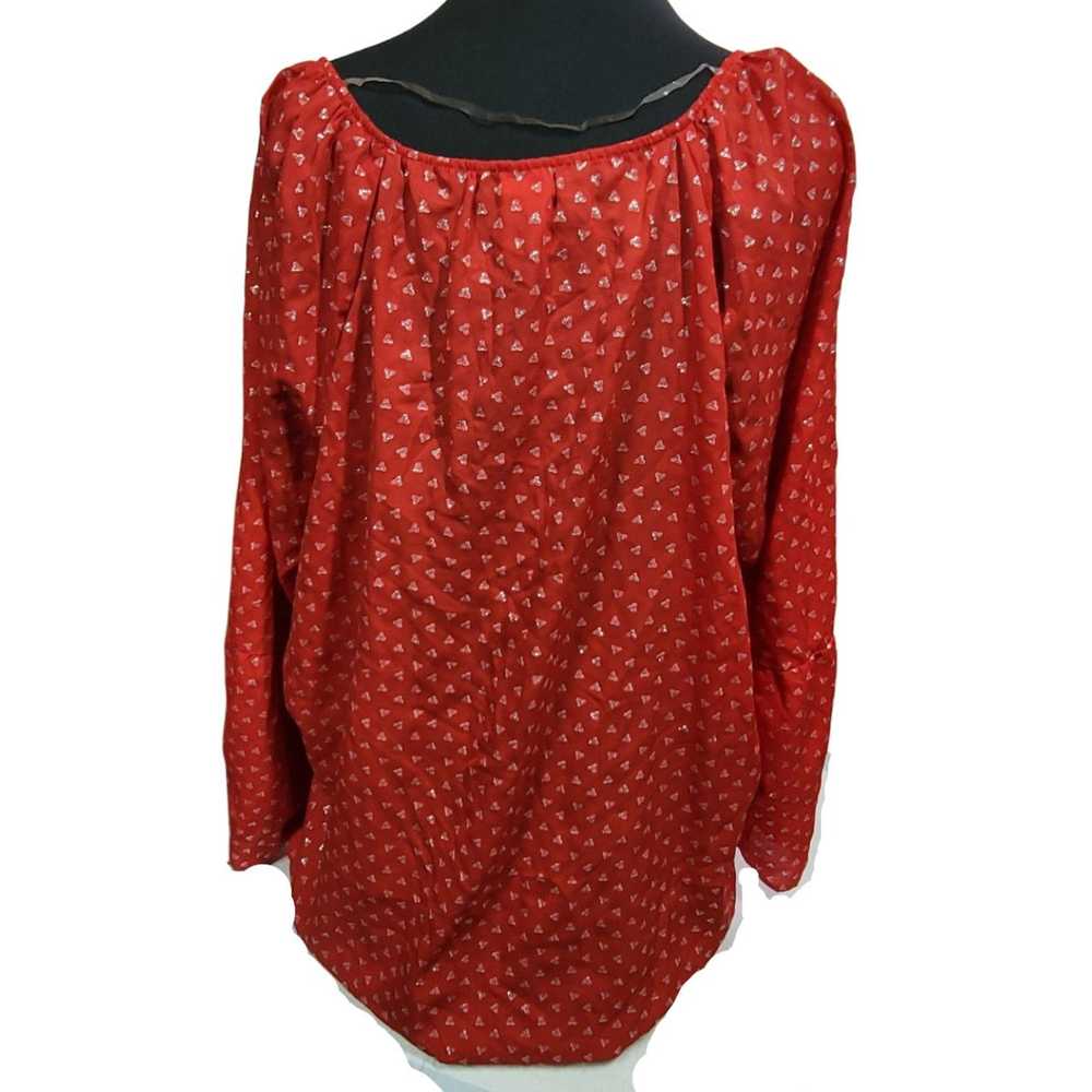 Faded Glory Red with Glitter Hearts Blouse Size 3… - image 3