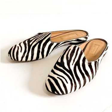 Aquazzura Aquazzura zebra print cow fur flat mule 