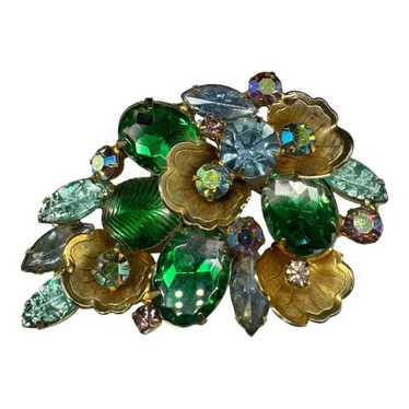 Juliana-style Green Rhinestone Brooch - image 1