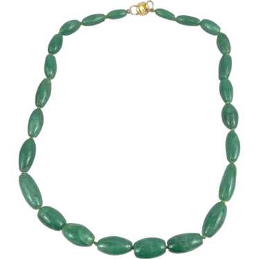 Vintage Green Aventurine Stone Necklace 21 Inch B… - image 1