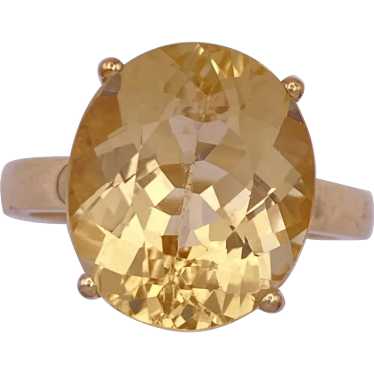 Citrine Solitaire Vintage Ring 7.79 Carats 10K Gol