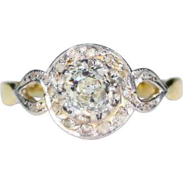 French Belle Époque Cushion Cut Diamond Ring 18k a