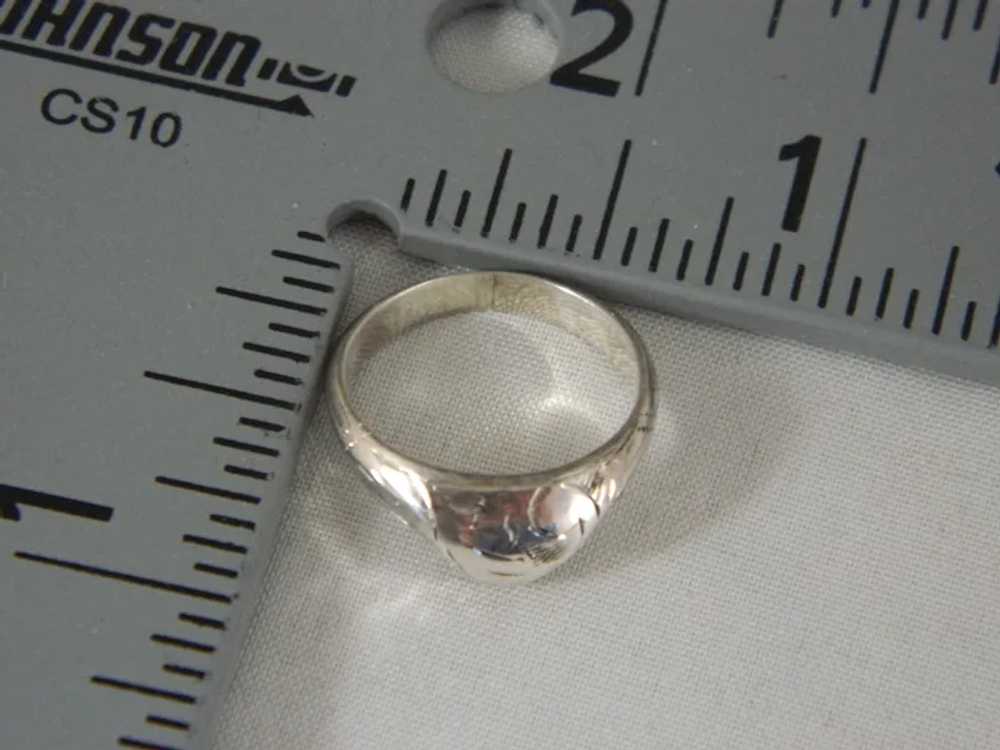 Vintage Sterling Silver Engraved Dome Ring - image 3