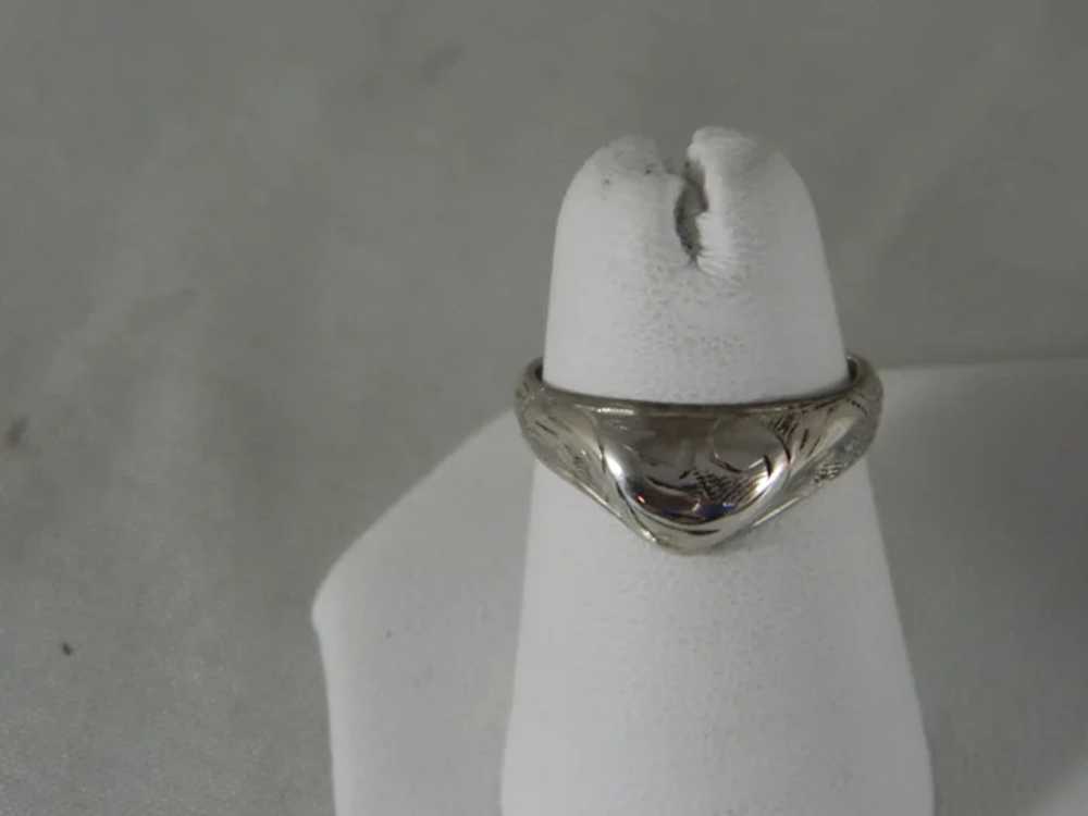 Vintage Sterling Silver Engraved Dome Ring - image 5