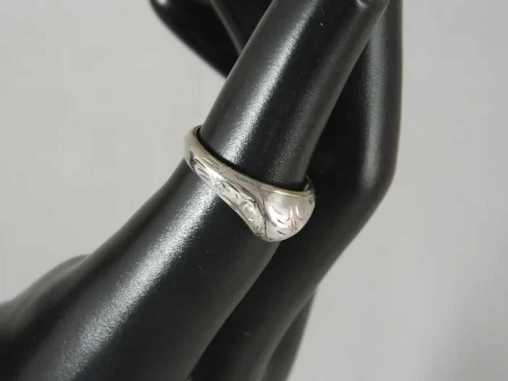 Vintage Sterling Silver Engraved Dome Ring - image 6