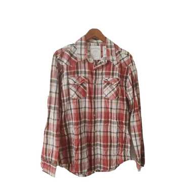 Aeropostale Maroon Plaid Cotton Long Sleeve Shirt… - image 1