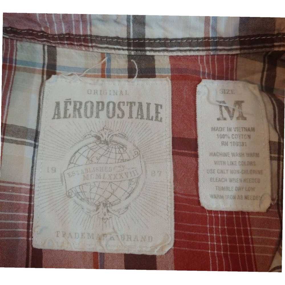 Aeropostale Maroon Plaid Cotton Long Sleeve Shirt… - image 3