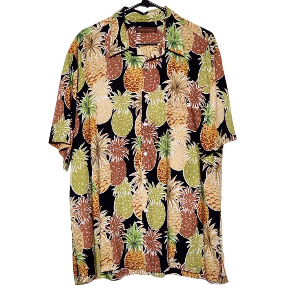 Tori Richard Pineapple Print Short Sleeve Pocket … - image 1