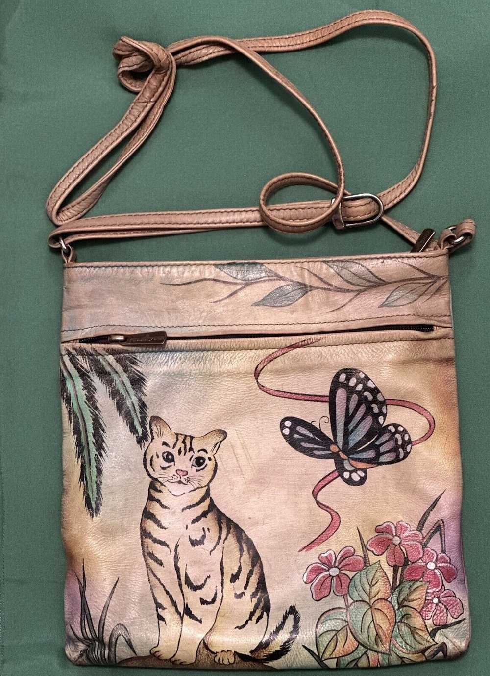 Anuschka Crossbody Vintage Cat Used Preowned - image 1