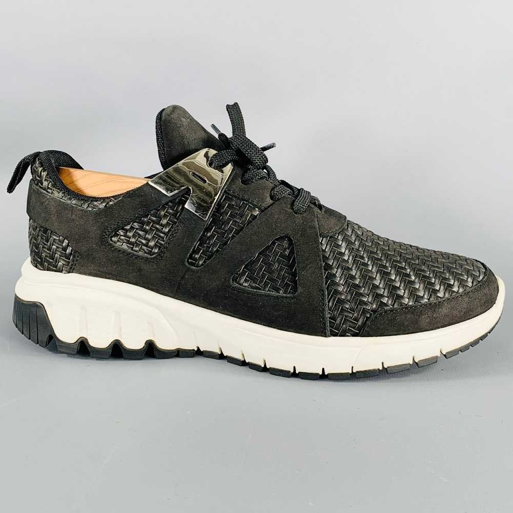 Neil Barrett Black Silver Woven Leather Sneakers - image 2