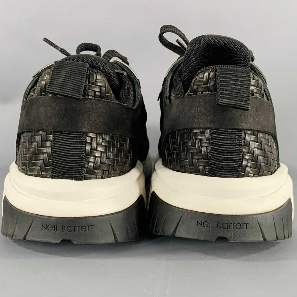 Neil Barrett Black Silver Woven Leather Sneakers - image 3