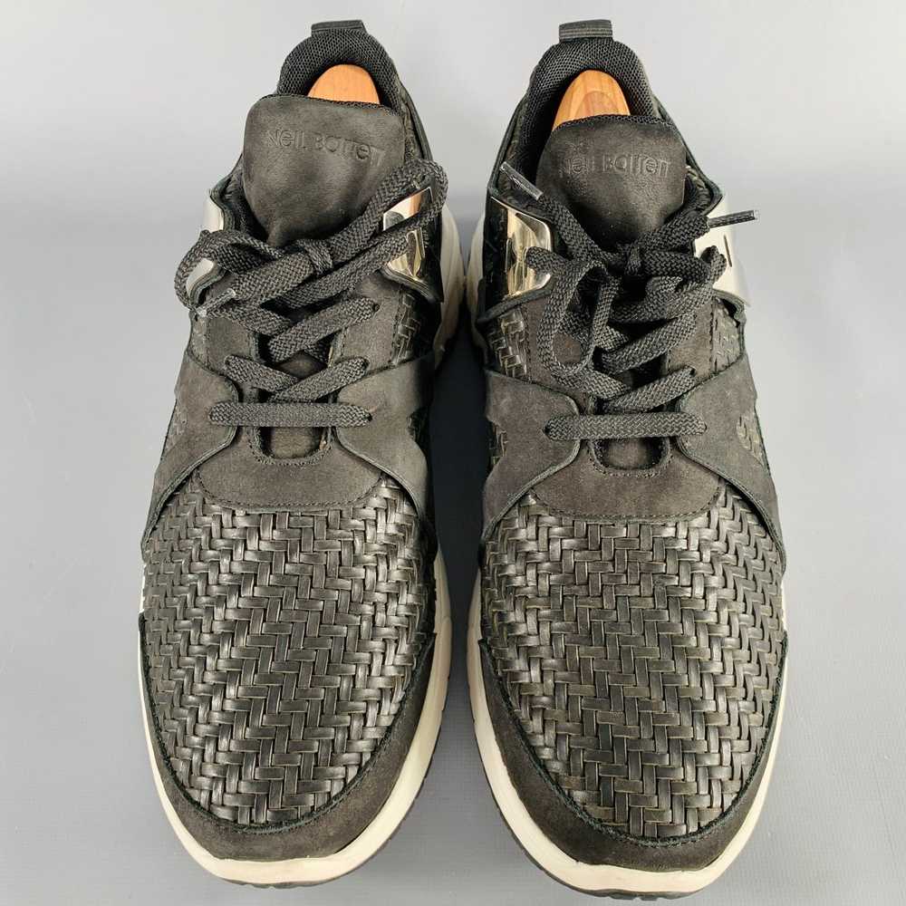 Neil Barrett Black Silver Woven Leather Sneakers - image 4