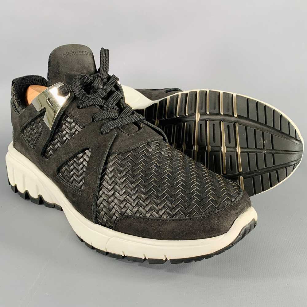 Neil Barrett Black Silver Woven Leather Sneakers - image 5