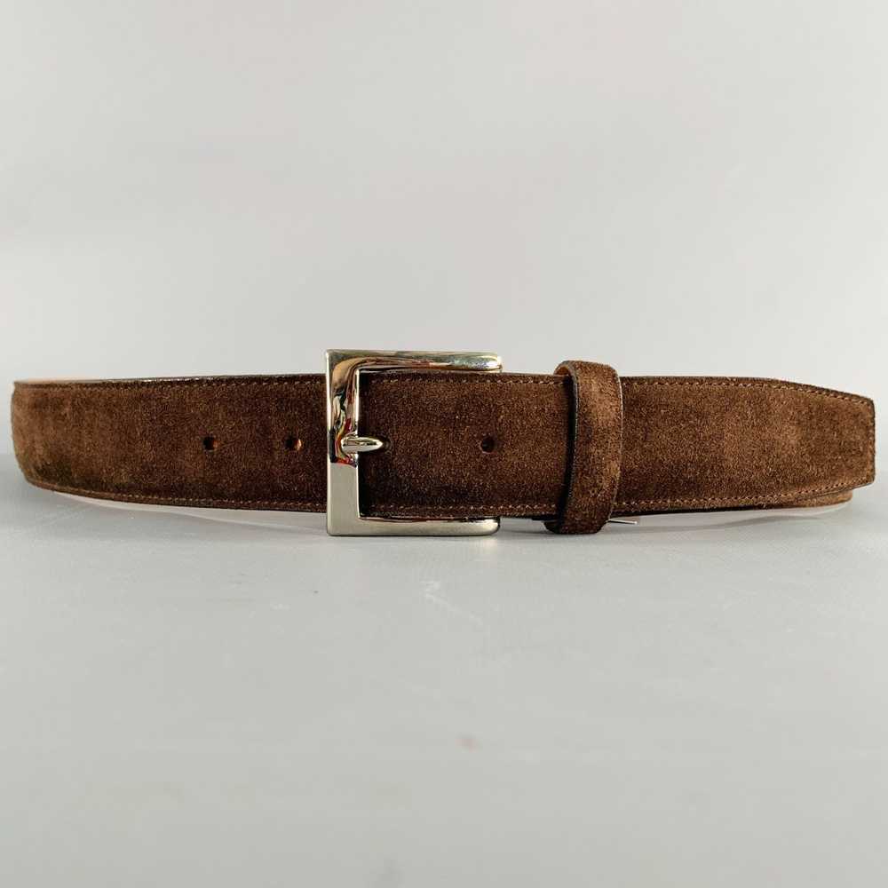 Canali Brown Silver Suede Belt - image 1