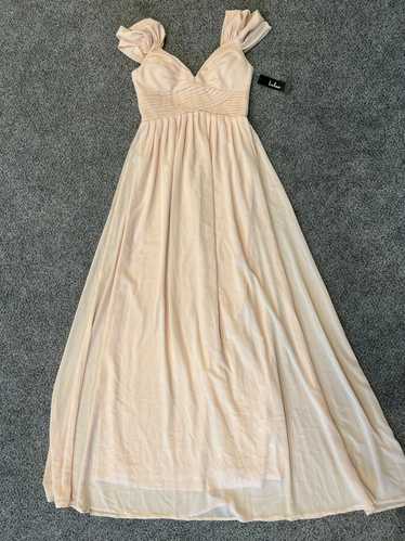 Lulus Cream Off Shoulder Straps Long Formal Dress 