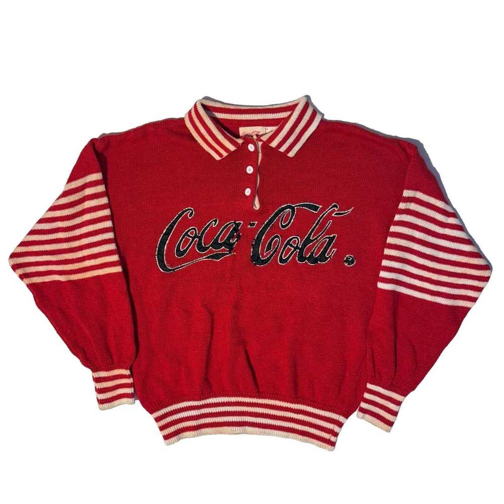 Vintage Vintage 80s Coca Cola Red Embroidered Kni… - image 1