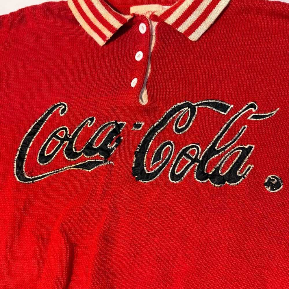 Vintage Vintage 80s Coca Cola Red Embroidered Kni… - image 3