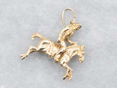 Gold Horse and Rider Pendant - image 1