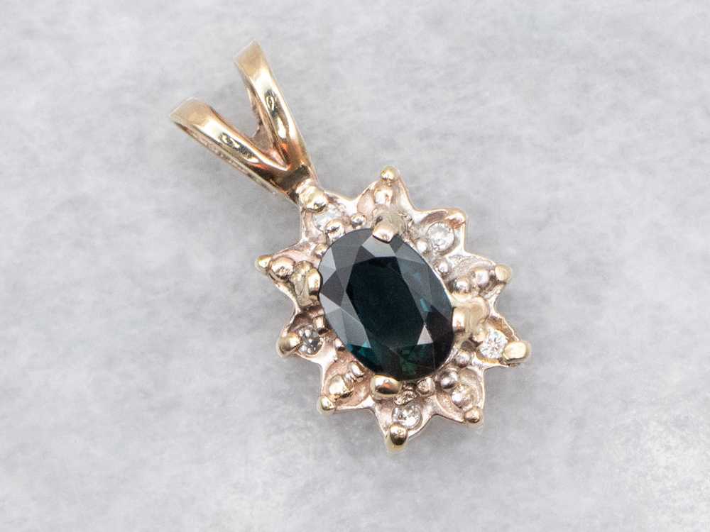 Sapphire Pendant with Diamond Halo - image 1