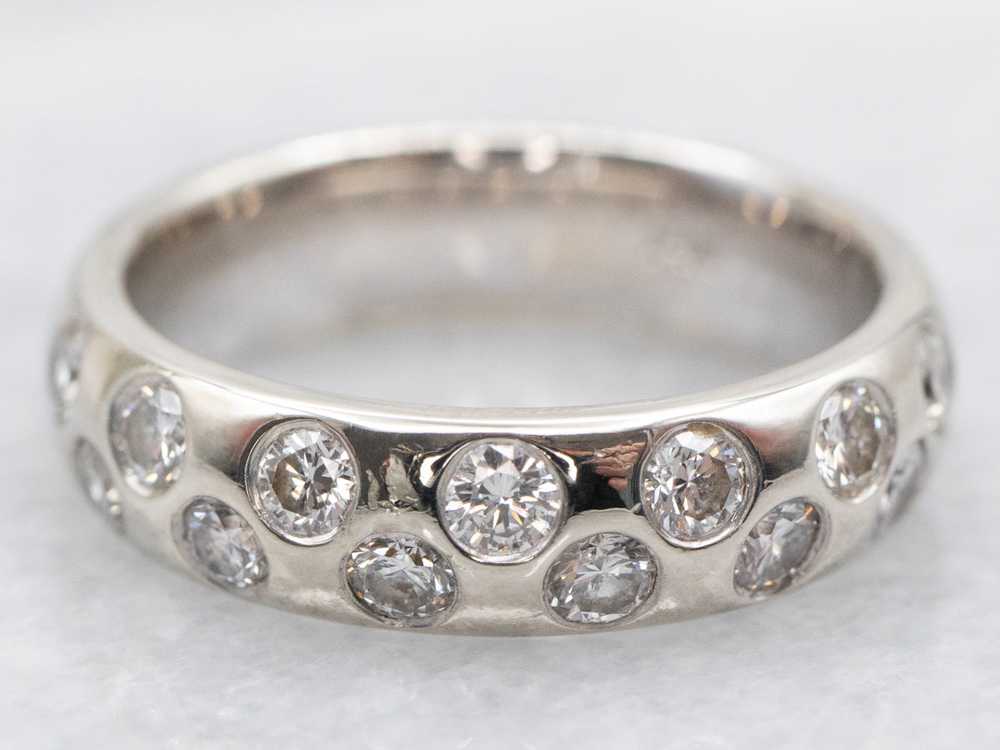 Modern Flush Set Double Row Diamond Wedding Band - image 1