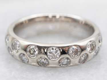 Modern Flush Set Double Row Diamond Wedding Band - image 1