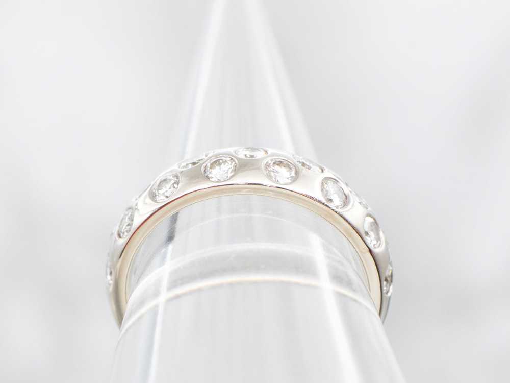 Modern Flush Set Double Row Diamond Wedding Band - image 3