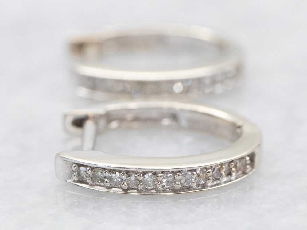 Diamond Huggie Hoop Earrings - image 1