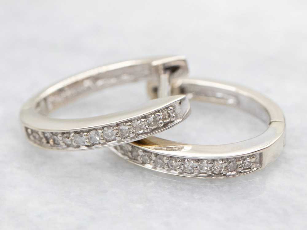 Diamond Huggie Hoop Earrings - image 2