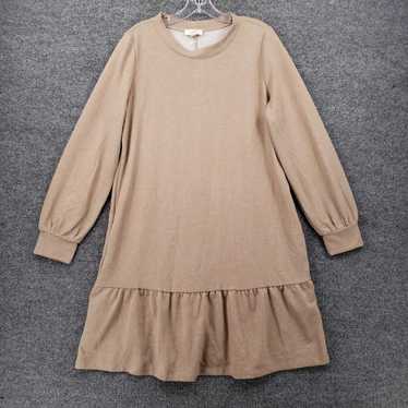 Loft Cozy Chic Ruffle Trimmed Long Sleeve Brown Sw