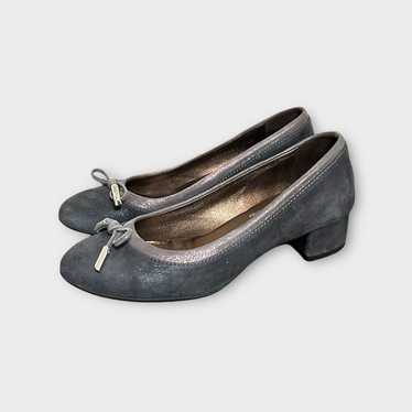 AGL AGL Kristin Low Block Heel Pumps Coal Gray Sue